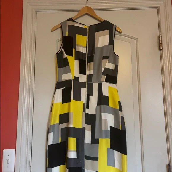 KATE SPADE Geometric Yellow Grey and Green Dress. Size 6. Like New! - Picture 3 of 5